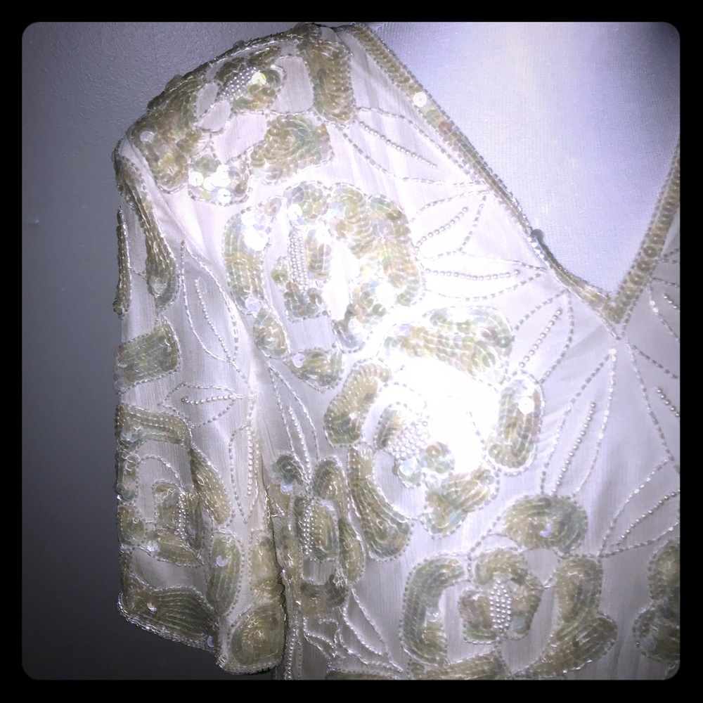 Vintage Sténar silk beaded top glam